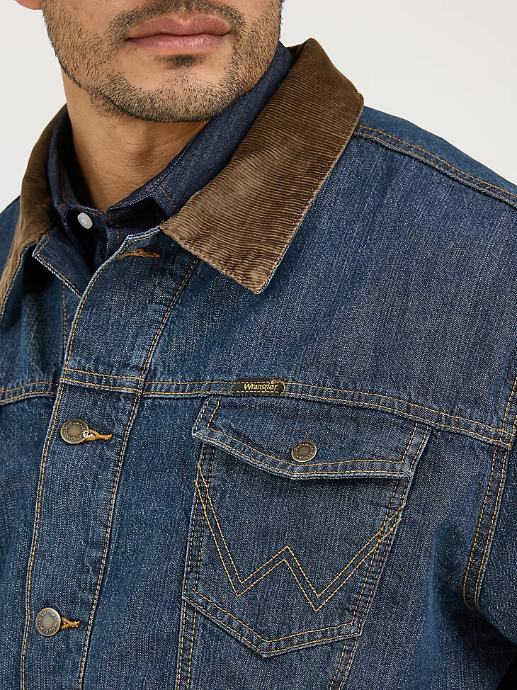 wrangler jeansjacke mit deckenfutter im rustikalen stil
