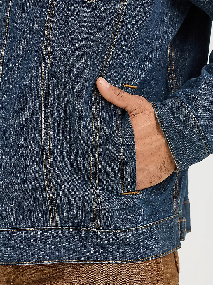 wrangler jeansjacke mit deckenfutter im rustikalen stil