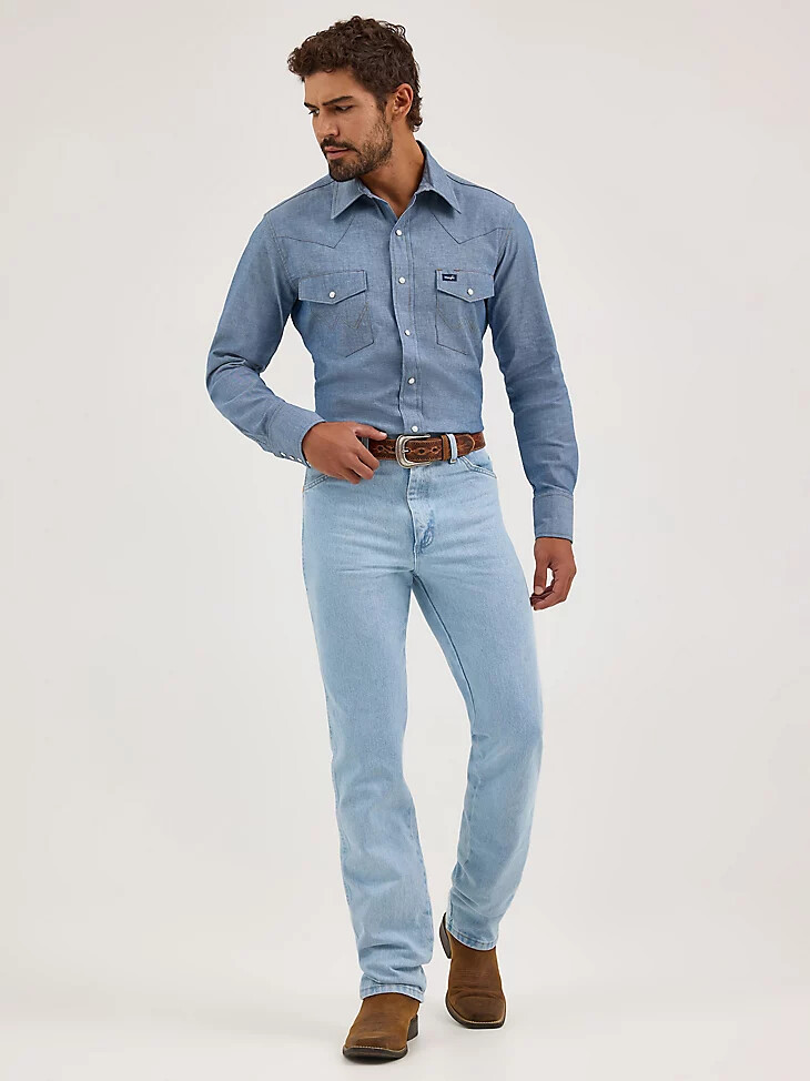 wrangler cowboy cut slim fit jeans bleach