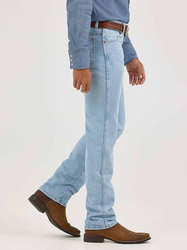 wrangler cowboy cut slim fit jeans bleach
