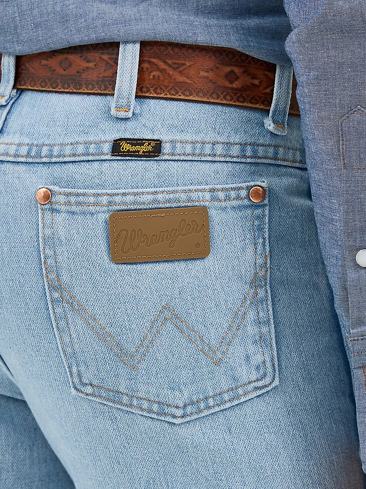 wrangler cowboy cut slim fit jeans bleach
