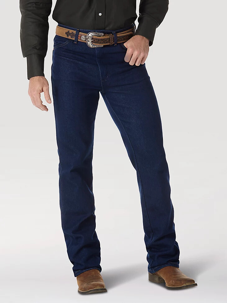 wrangler cowboy cut stretch slim fit jeans indigo stretch