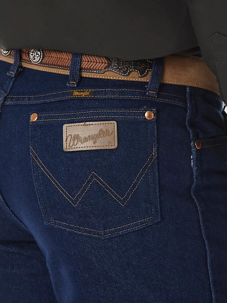 wrangler cowboy cut stretch slim fit jeans indigo stretch