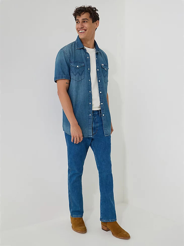 herren bootcut-jeans helle cowboy-waschung
