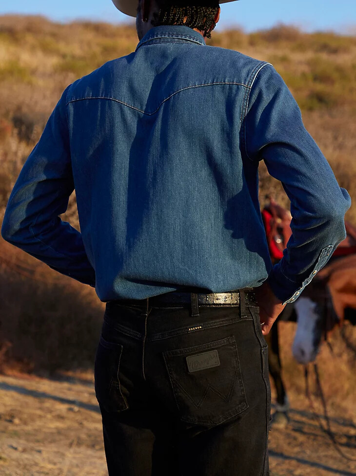wrangler x pacsun herren slim fit bootcut jeans wagon tire