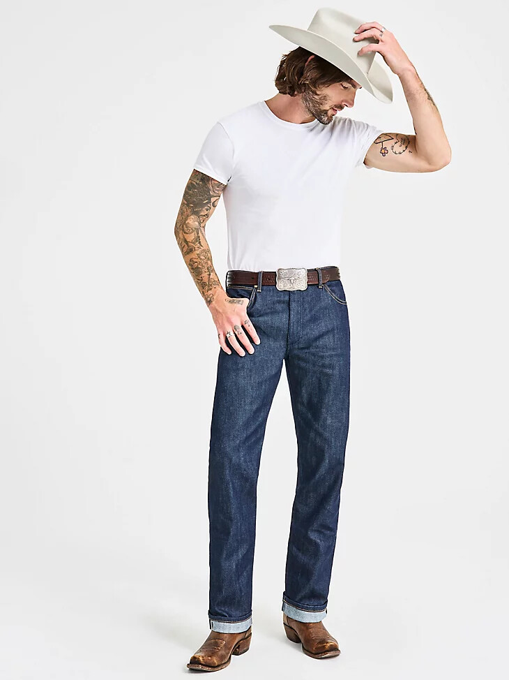 wrangler cowboy cut original fit selvedge stretch jeans raw indigo
