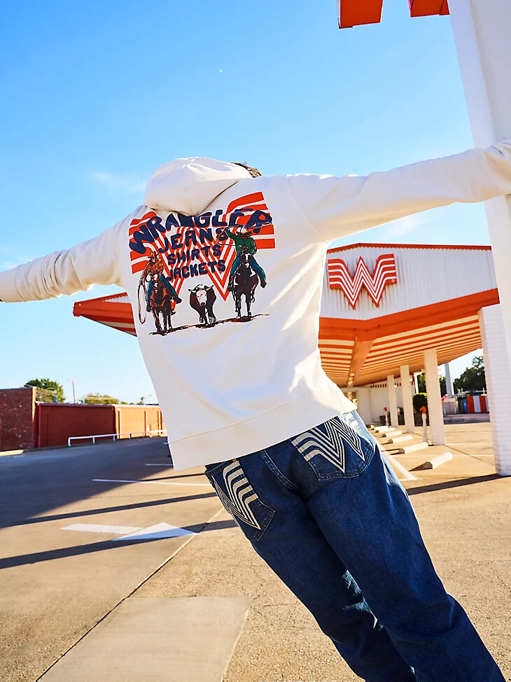 wrangler x whataburger slim straight leg retro jeans rodeo dust fade