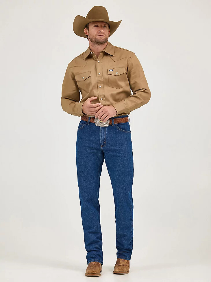 premium performance advanced comfort cowboy cut regular fit jeans mid stone
