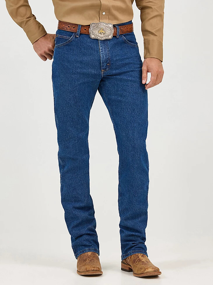 premium performance advanced comfort cowboy cut regular fit jeans mid stone