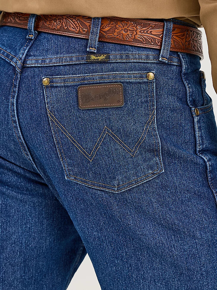 premium performance advanced comfort cowboy cut regular fit jeans mid stone