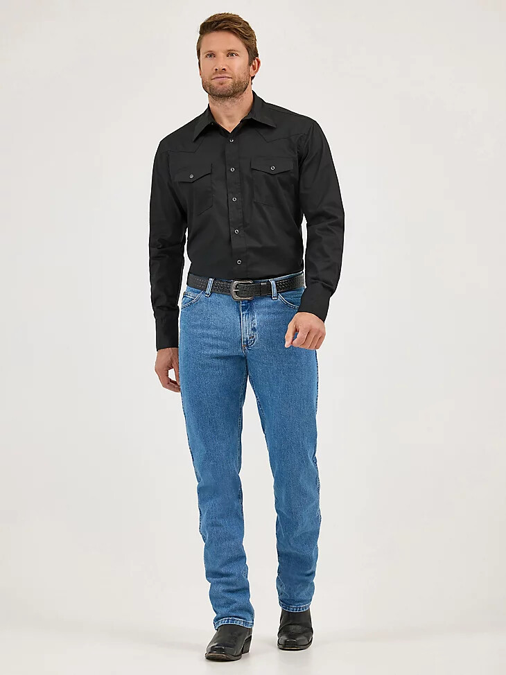 premium performance cowboy cut regular fit jeans stonewash