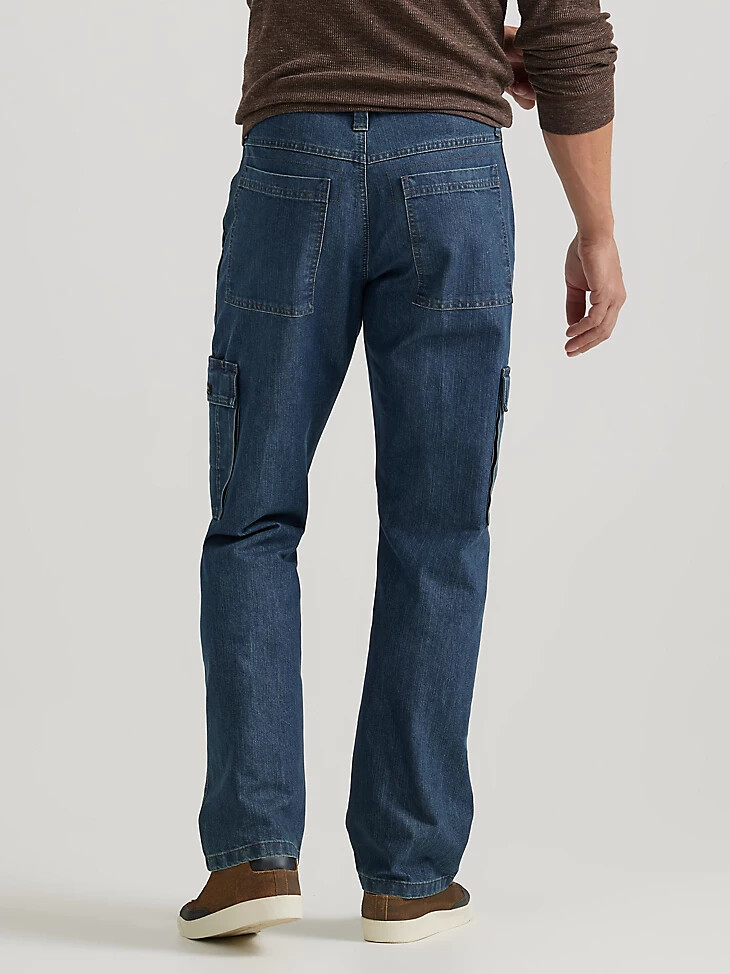 wrangler denim loose fit cargo jeans medium stonewash denim
