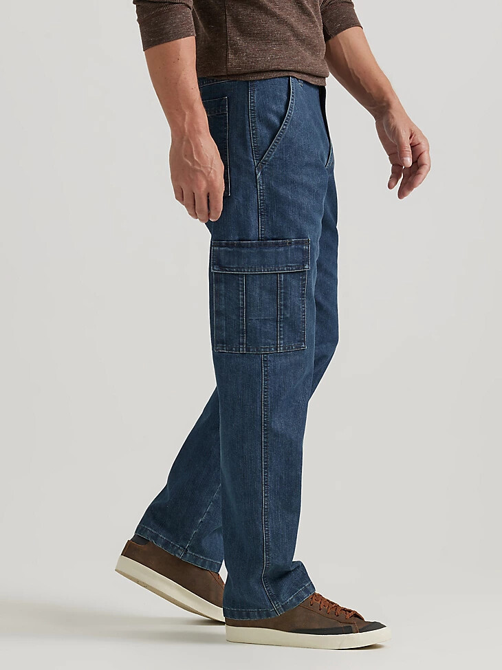 wrangler denim loose fit cargo jeans medium stonewash denim
