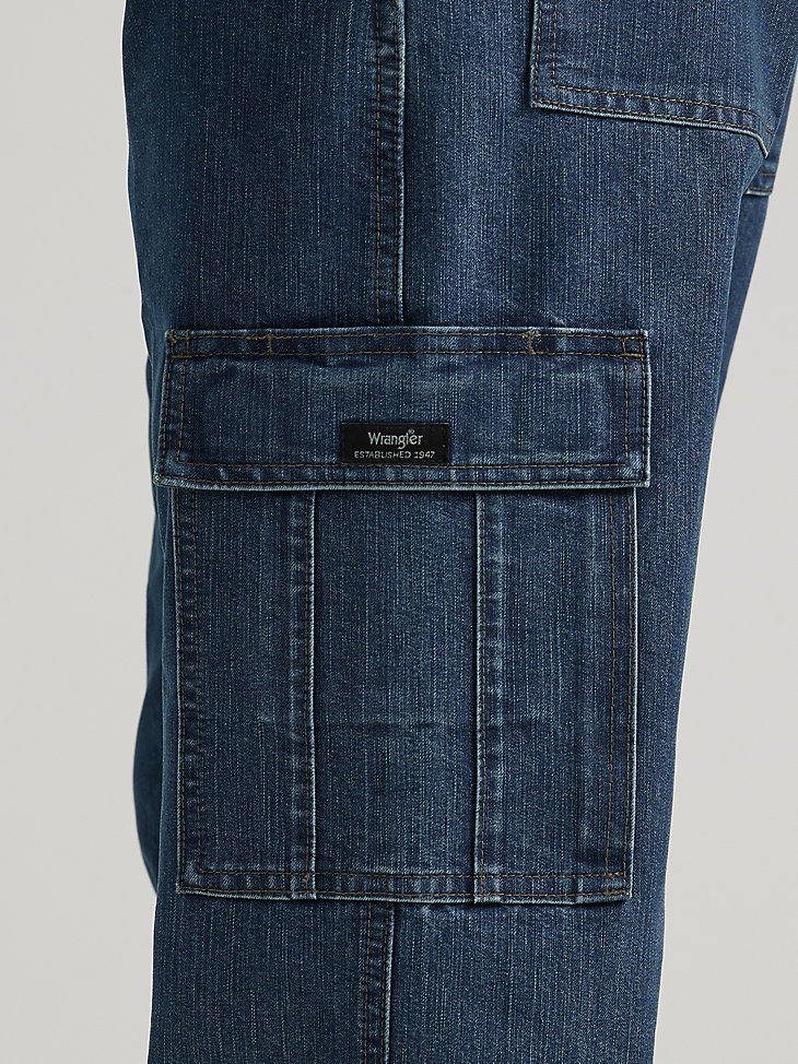 wrangler denim loose fit cargo jeans medium stonewash denim