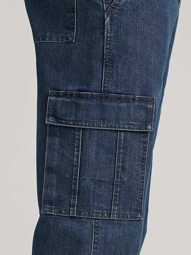 wrangler denim loose fit cargo jeans medium stonewash denim