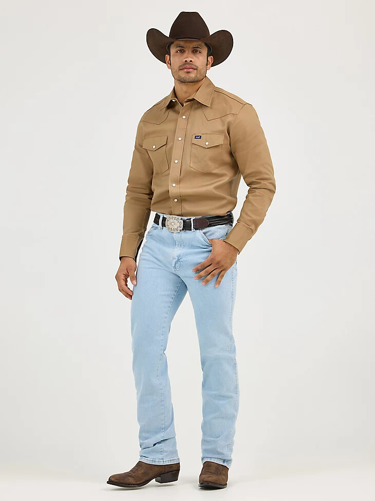 wrangler cowboy cut slim fit active flex jeans bleach