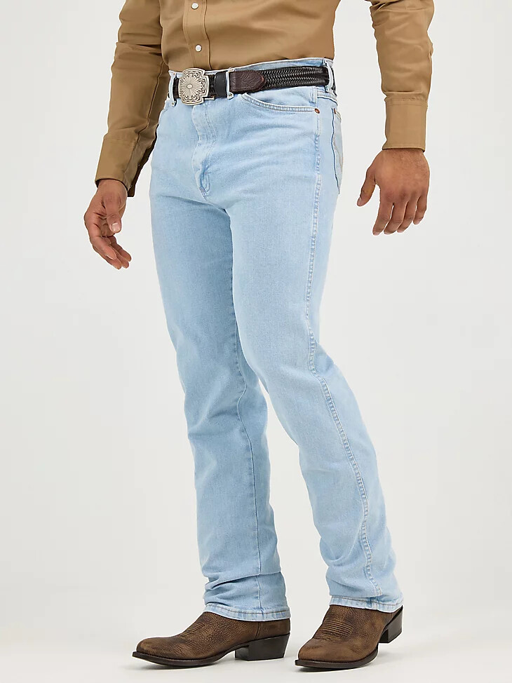 wrangler cowboy cut slim fit active flex jeans bleach