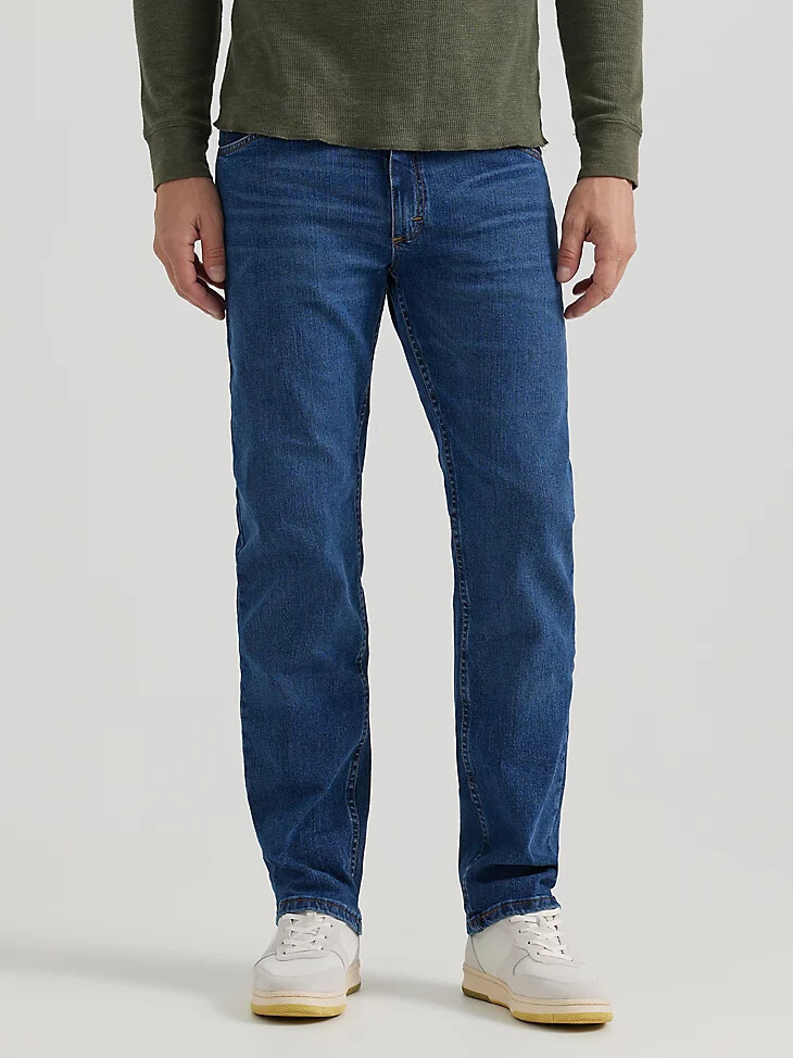 wrangler five star premium denim flex für komfort reguläre passform jeans dunkle stonewash-waschung