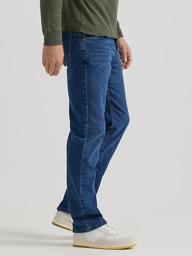 wrangler five star premium denim flex für komfort reguläre passform jeans dunkle stonewash-waschung