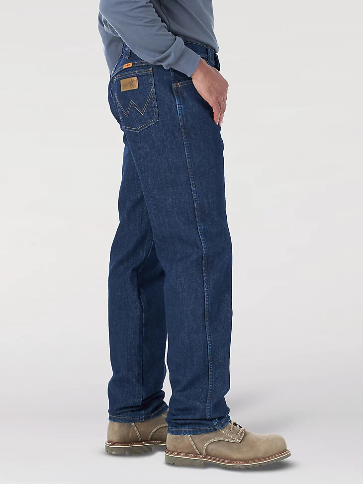 wrangler fr flammhemmende stretch-jeans mit originalpassform dunkelwaschung