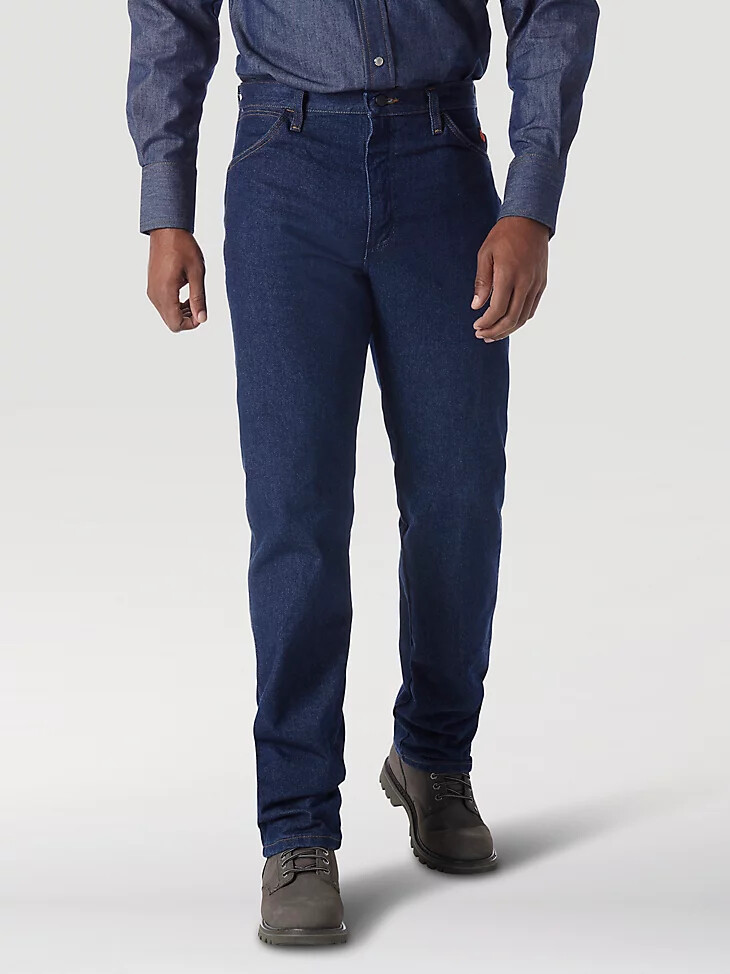 wrangler fr flammhemmende jeans in originalpassform vorgewaschen