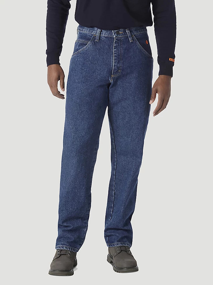 wrangler fr flammhemmender riggs carpenter jeansblauer denim