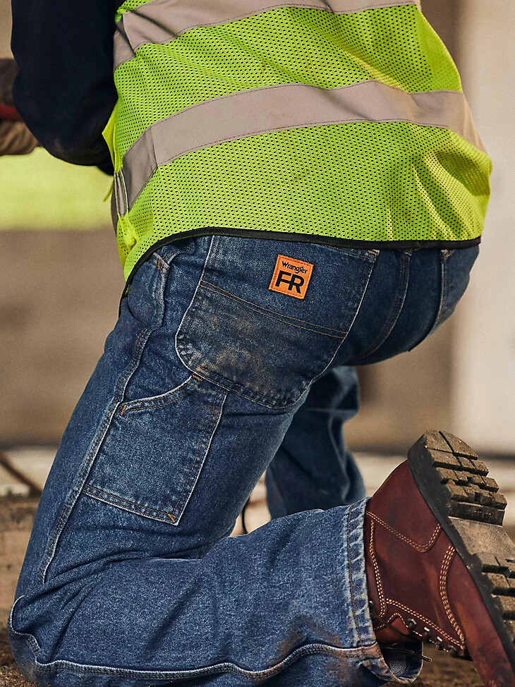 wrangler fr flammhemmender riggs carpenter jeansblauer denim