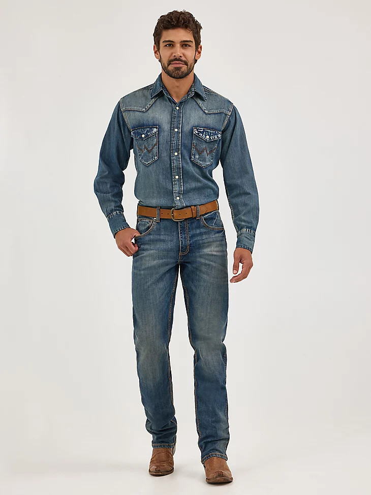 wrangler retro slim fit straight leg jeans für herren bozeman