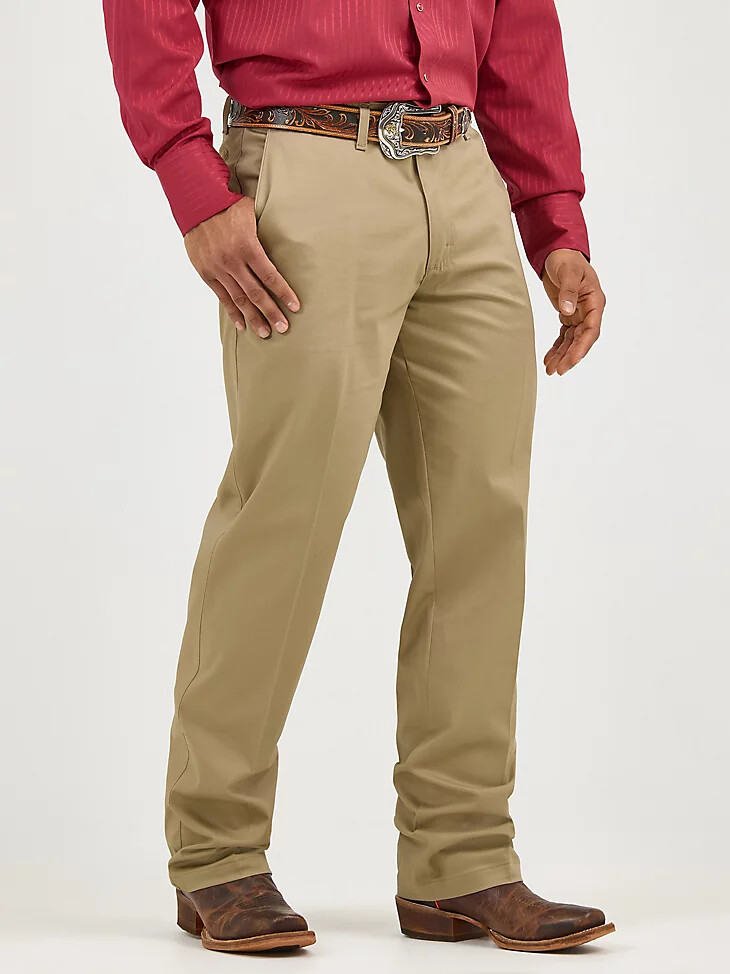 wrangler casuals herrenhose mit flacher vorderseite und entspannter passform khaki