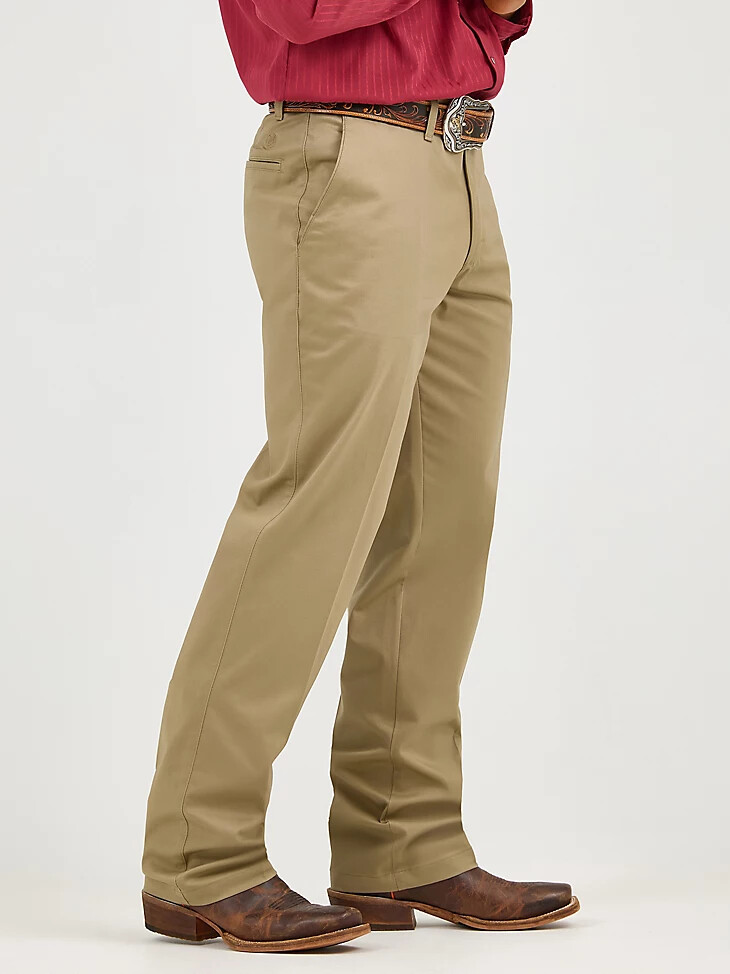 wrangler casuals herrenhose mit flacher vorderseite und entspannter passform khaki