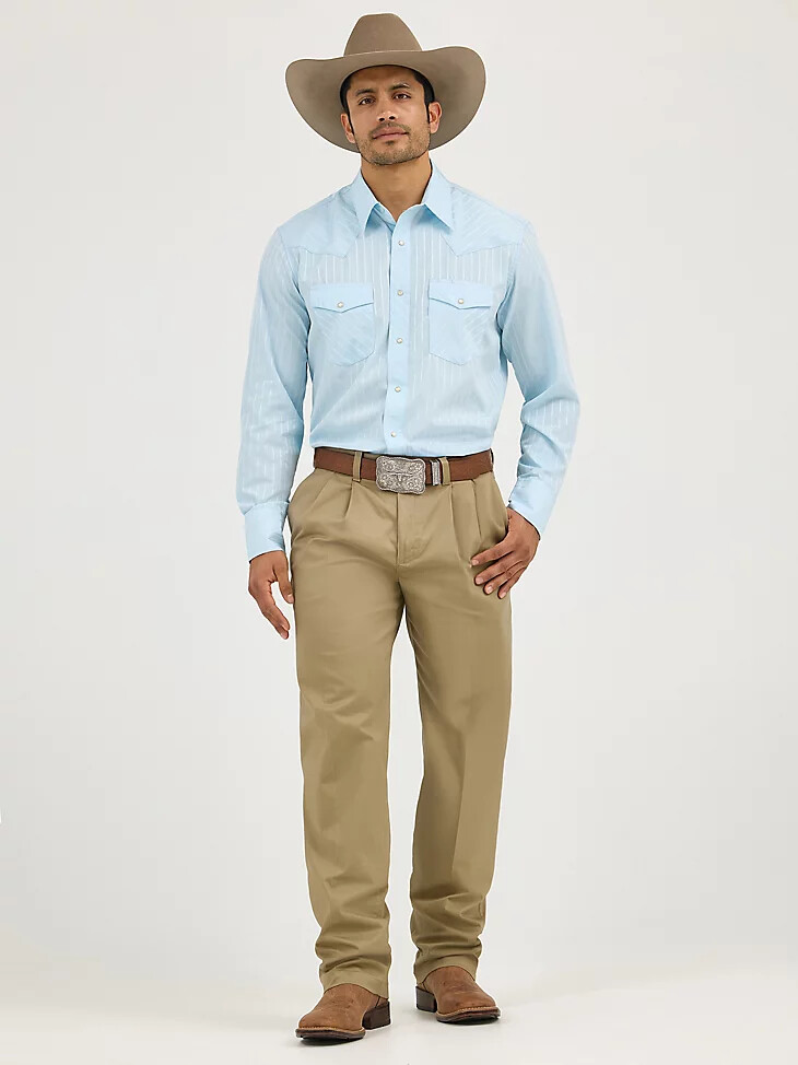 wrangler casuals herrenhose mit bundfalten lockerer passform khaki