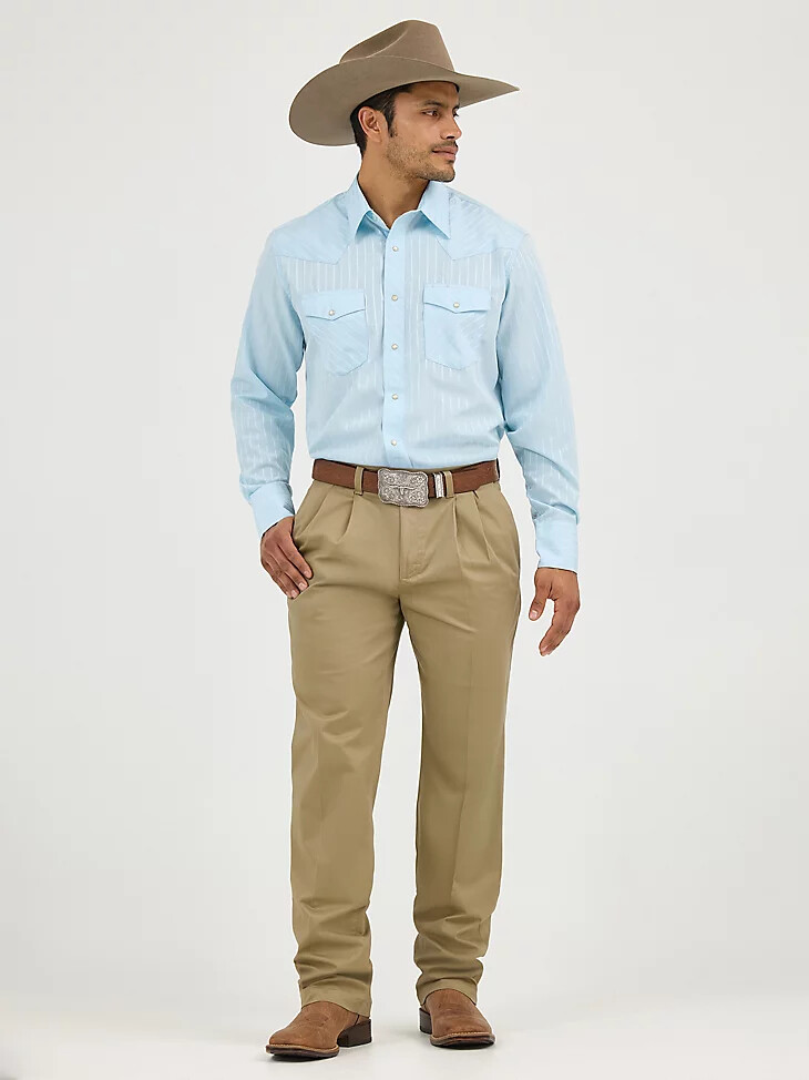 wrangler casuals herrenhose mit bundfalten lockerer passform khaki