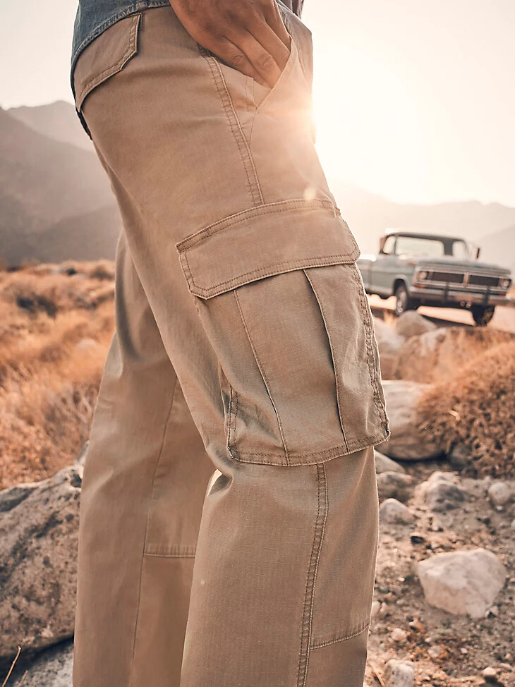 herren-cargohose aus ripstop-gewebe militär-vintage-khaki