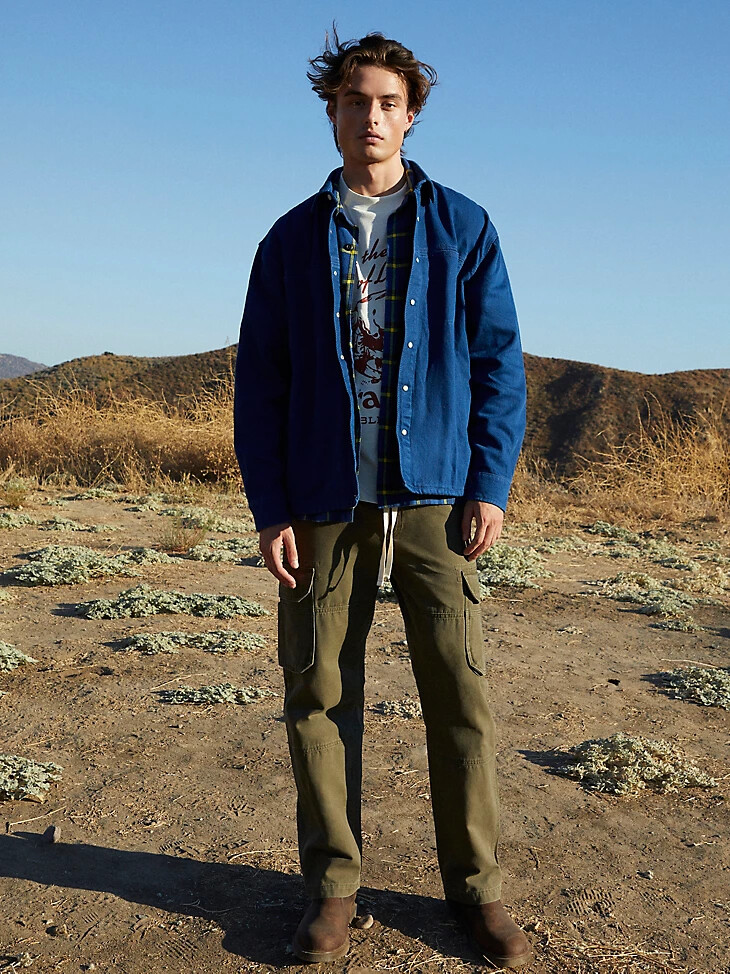 wrangler x pacsun herren relaxed cargo pant pine green