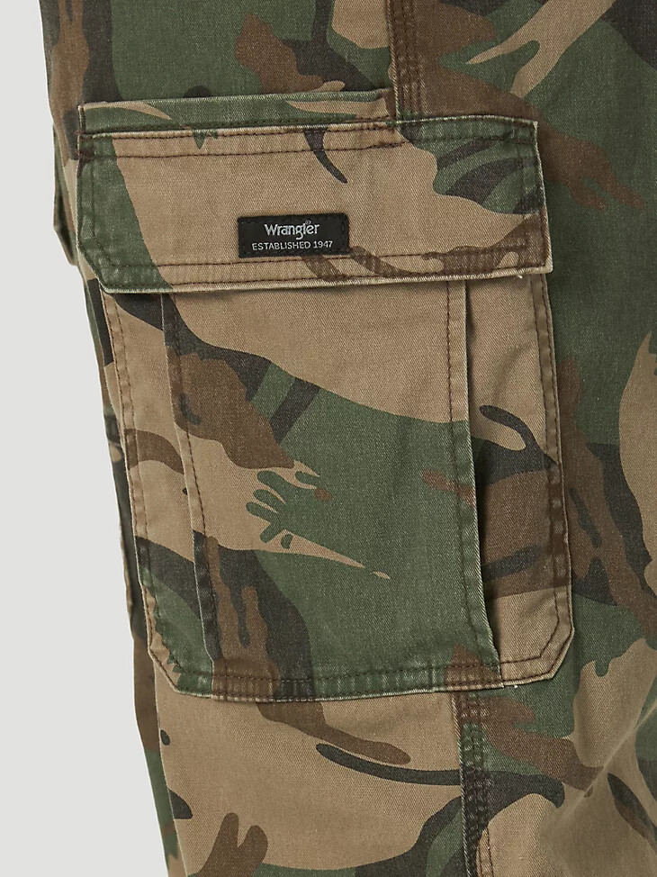 wrangler herren five star premium relaxed fit flex cargohose grün braun camo