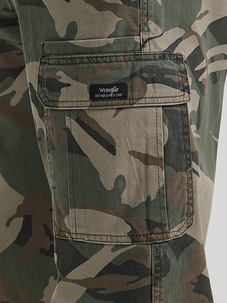 wrangler herren five star premium relaxed fit flex cargohose grün braun camo