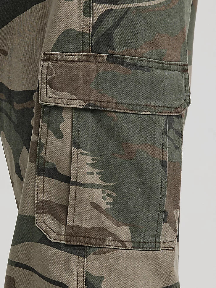 wrangler herren five star premium relaxed fit flex cargohose grün braun camo