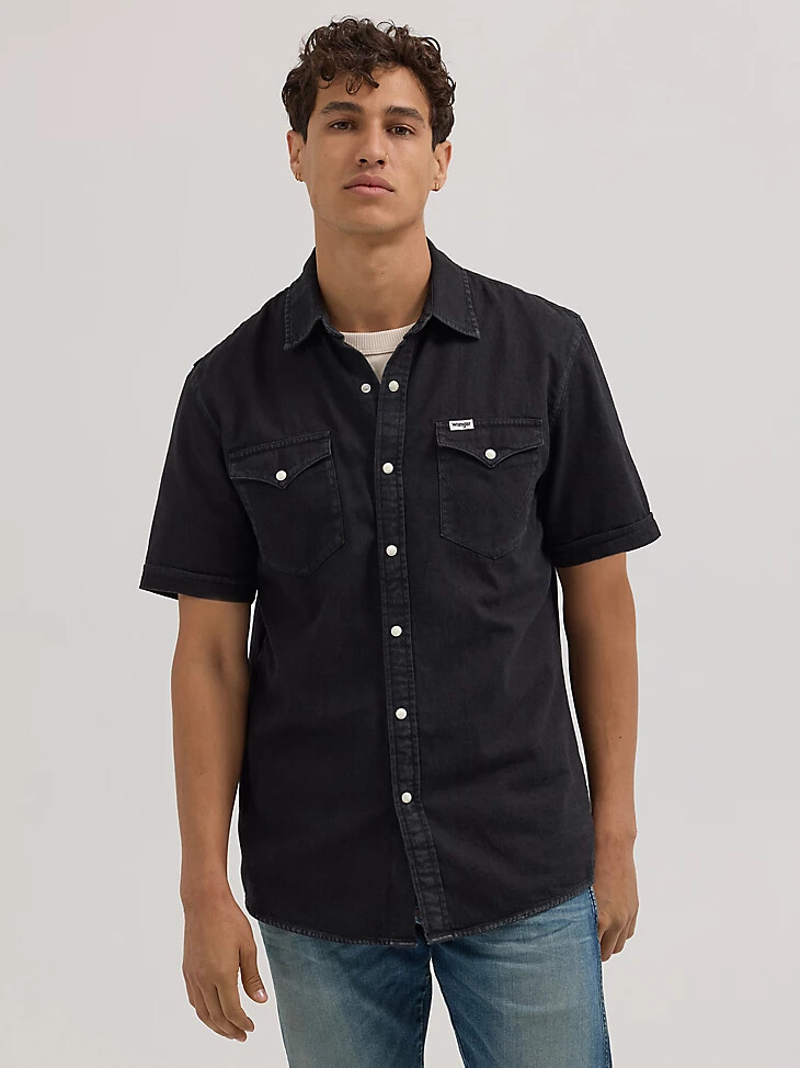 western-jeanshemd für herren off-black