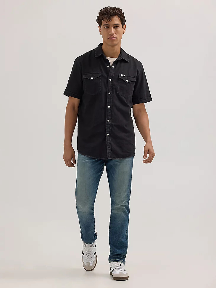 western-jeanshemd für herren off-black