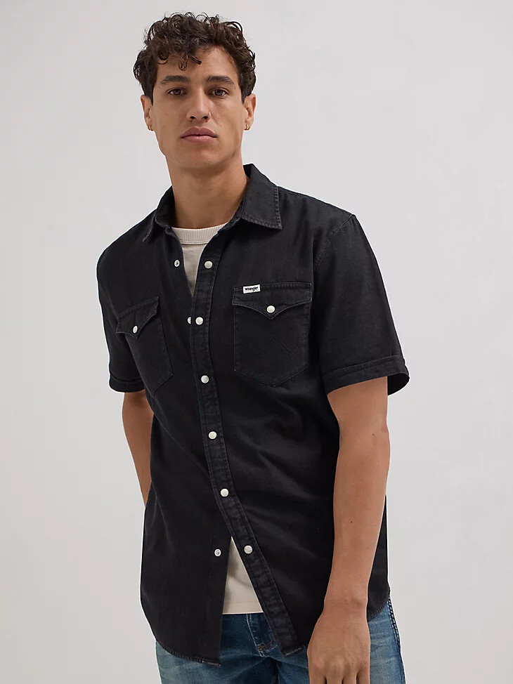 western-jeanshemd für herren off-black