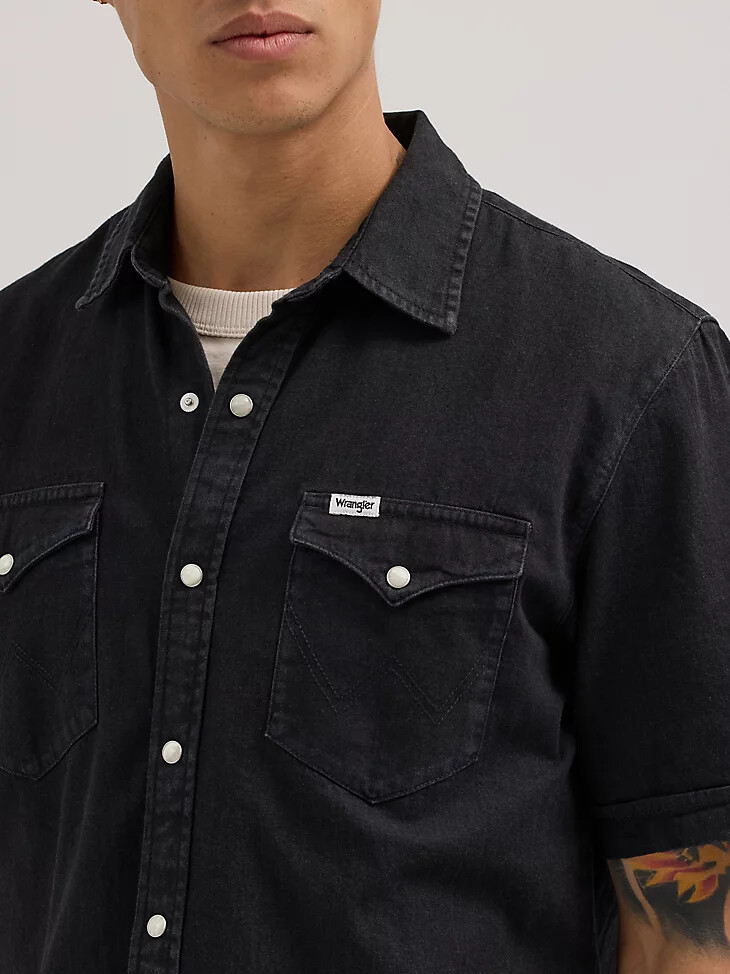 western-jeanshemd für herren off-black