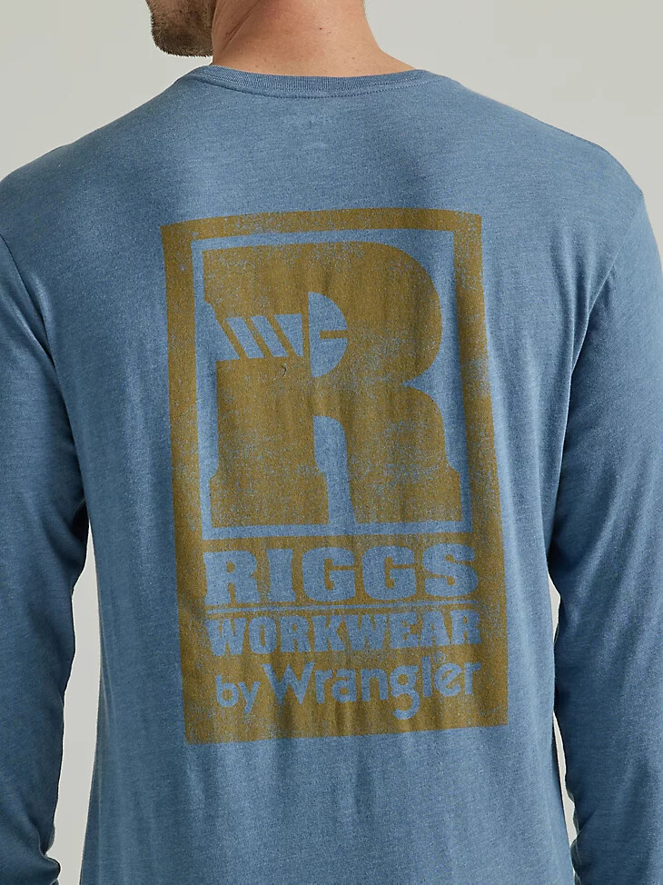 wrangler riggs workwear langarm-t-shirt mit grafikprint und entspannter rückenpartie beringsee