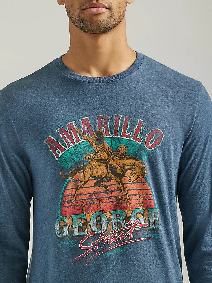 george strait langarm-t-shirt für herren mit grafikprint farbe midnight navy heather