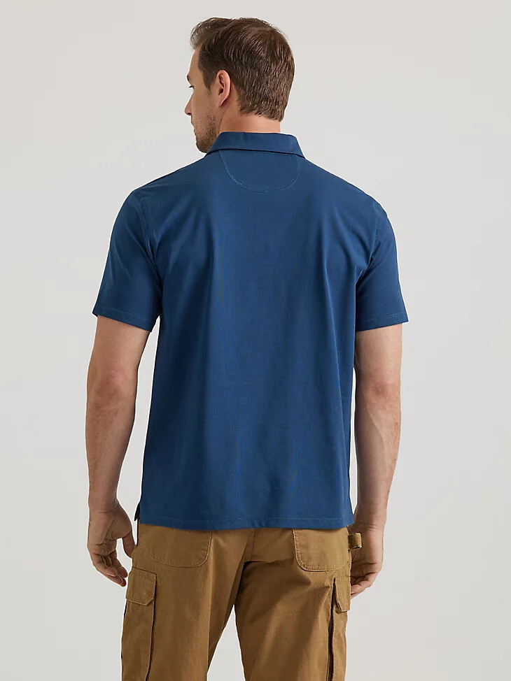 wrangler riggs workwear performance-strickpolo marineblau meliert