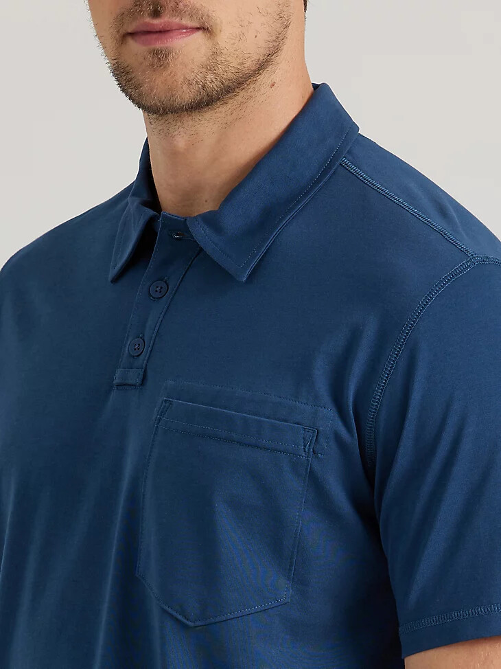 wrangler riggs workwear performance-strickpolo marineblau meliert