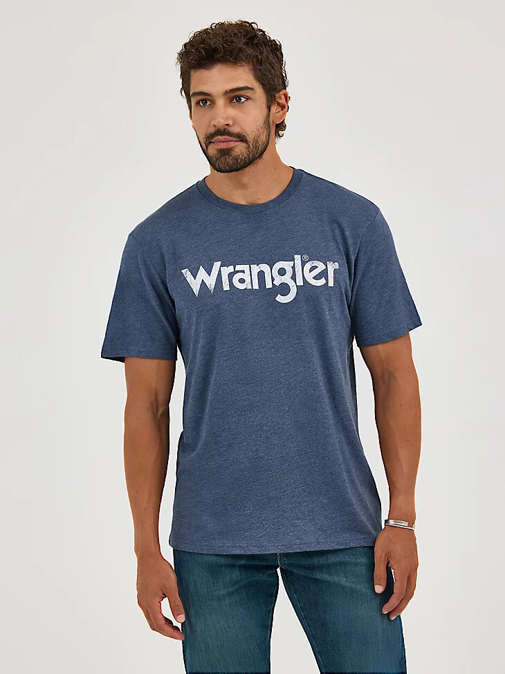 herren wrangler kabel logo t-shirt marineblau