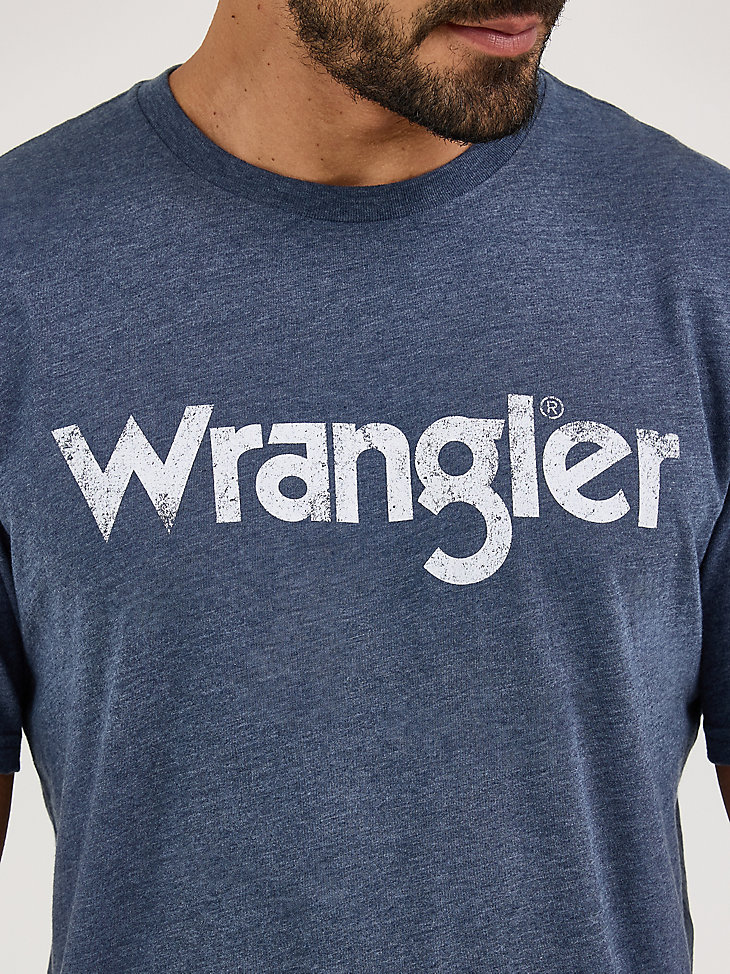 herren wrangler kabel logo t-shirt marineblau
