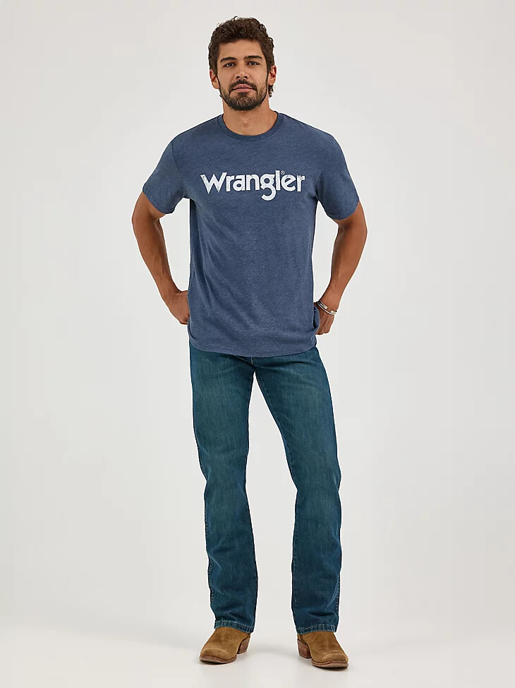 herren wrangler kabel logo t-shirt marineblau