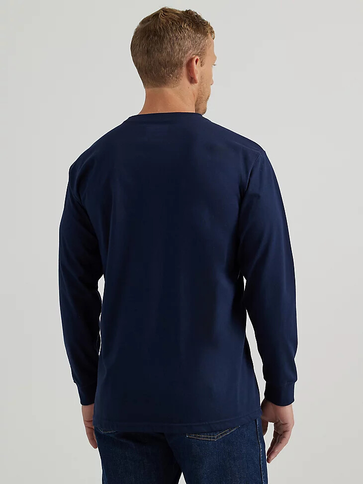 wrangler fr flammhemmendes langarm-t-shirt mit grafikprint marineblau