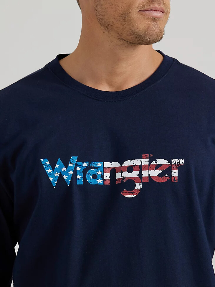 wrangler fr flammhemmendes langarm-t-shirt mit grafikprint marineblau